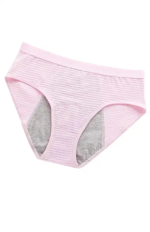 Women’s Striped Print Breathable Moisture Absorbent Period Panties