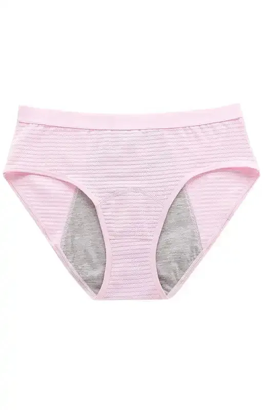 Women’s Striped Print Breathable Moisture Absorbent Period Panties